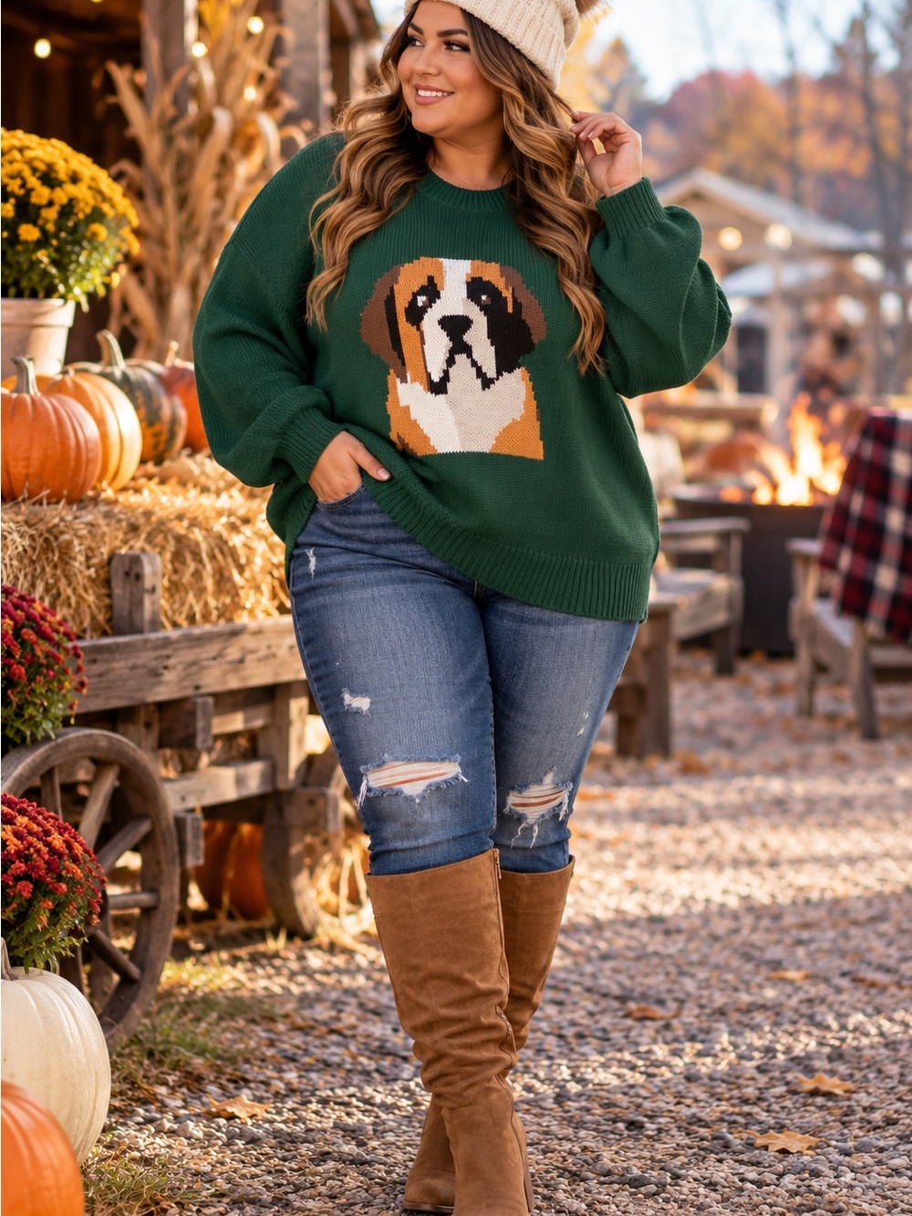 Oddi NWT Green Dog Knit Sweater